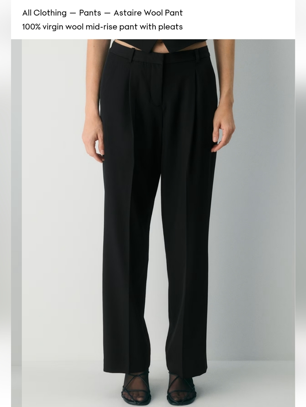 Aritzia Astaire 100% Wool Black Pants - MOVING SALE